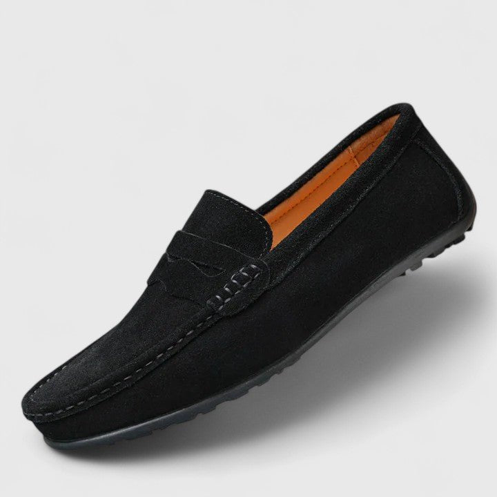 Men's Cushioned Slip-On Penny Loafers with Stitch Accents
