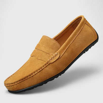 Men's Cushioned Slip-On Penny Loafers with Stitch Accents