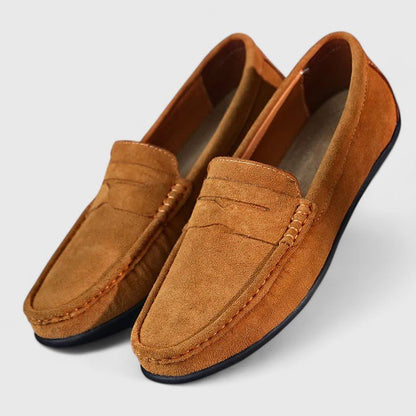 Men's Cushioned Slip-On Penny Loafers with Stitch Accents