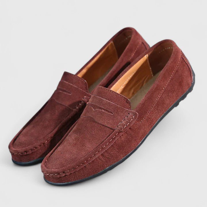 Men's Cushioned Slip-On Penny Loafers with Stitch Accents