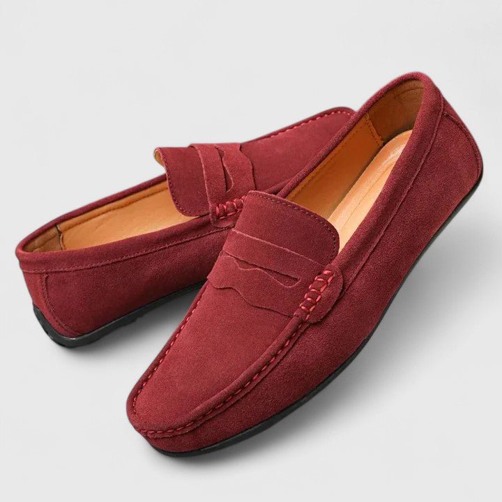Men's Cushioned Slip-On Penny Loafers with Stitch Accents
