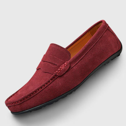 Men's Cushioned Slip-On Penny Loafers with Stitch Accents