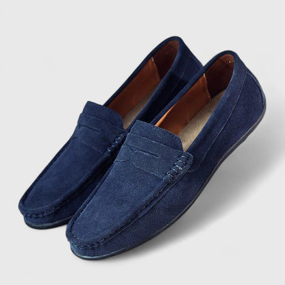 Men's Cushioned Slip-On Penny Loafers with Stitch Accents