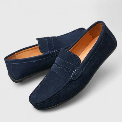 Men's Cushioned Slip-On Penny Loafers with Stitch Accents