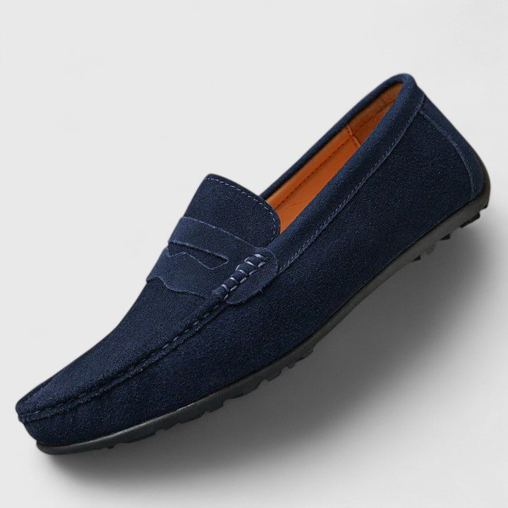 Men's Cushioned Slip-On Penny Loafers with Stitch Accents