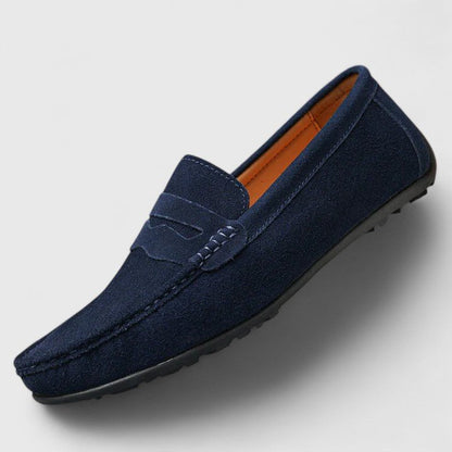 Men's Cushioned Slip-On Penny Loafers with Stitch Accents