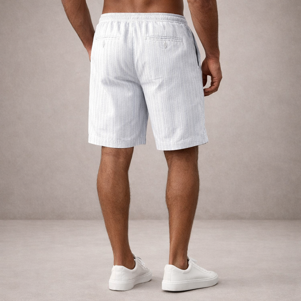 Men's Drawstring Shorts with Elbow-Free Relaxed Silhouette and Vertical Stripe Detailing