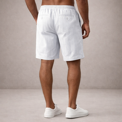 Men's Drawstring Shorts with Elbow-Free Relaxed Silhouette and Vertical Stripe Detailing