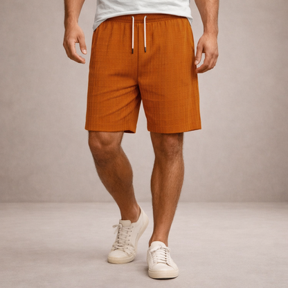 Men's Drawstring Shorts with Elbow-Free Relaxed Silhouette and Vertical Stripe Detailing
