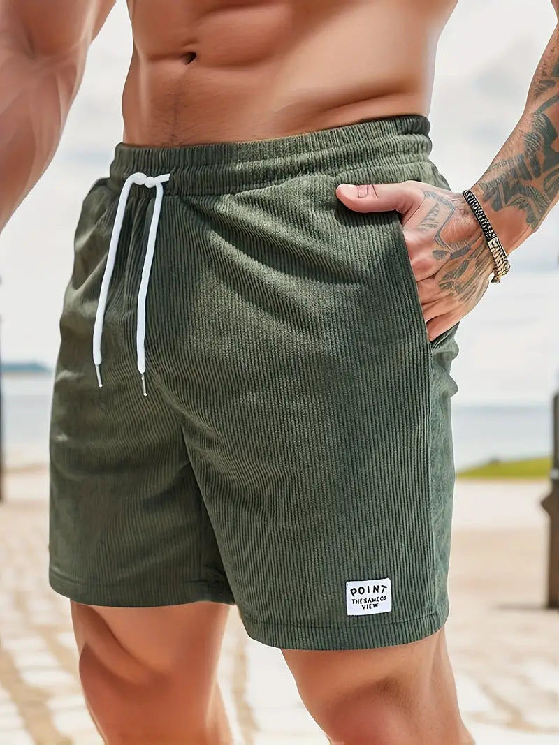 Men's Drawstring Swim Shorts with Elastic Waist and Back Pocket