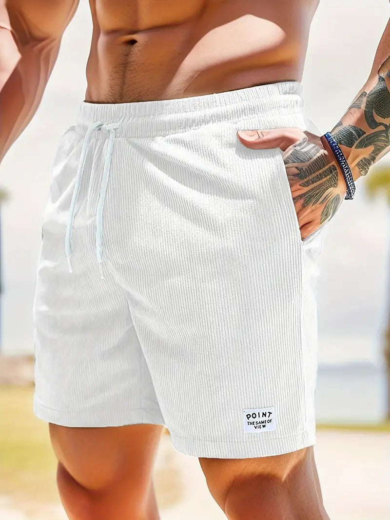 Men's Drawstring Swim Shorts with Elastic Waist and Back Pocket