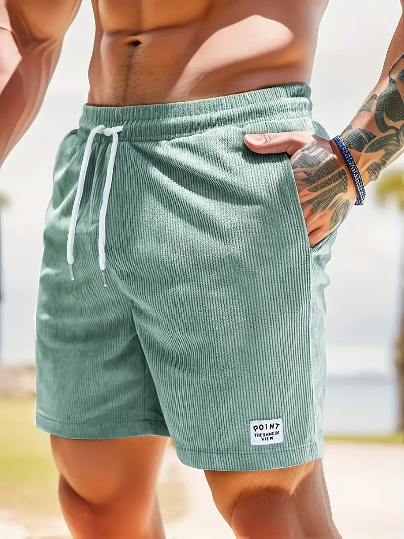 Men's Drawstring Swim Shorts with Elastic Waist and Back Pocket