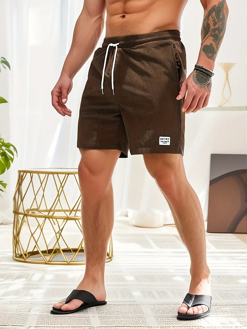 Men's Drawstring Swim Shorts with Elastic Waist and Back Pocket