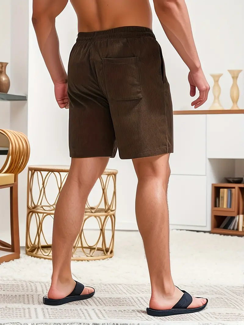 Men's Drawstring Swim Shorts with Elastic Waist and Back Pocket