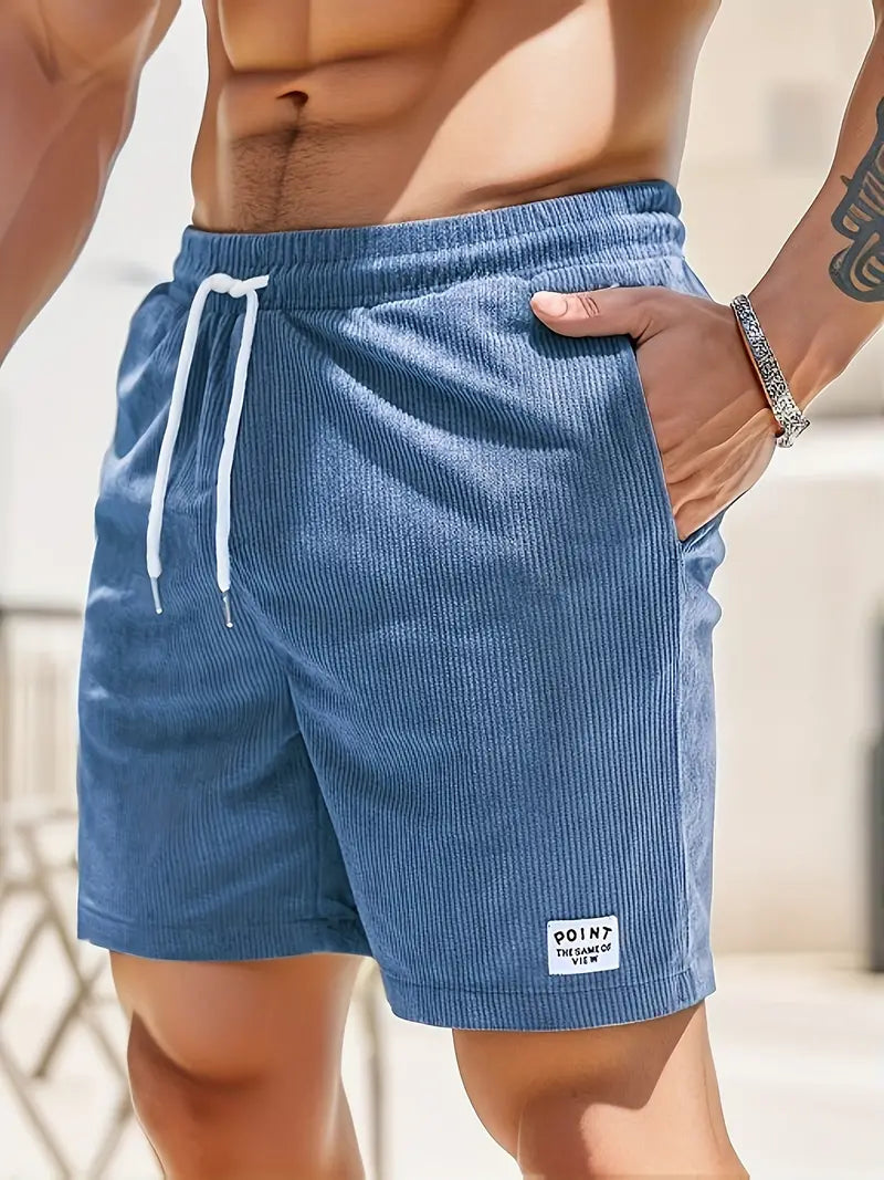 Men's Drawstring Swim Shorts with Elastic Waist and Back Pocket