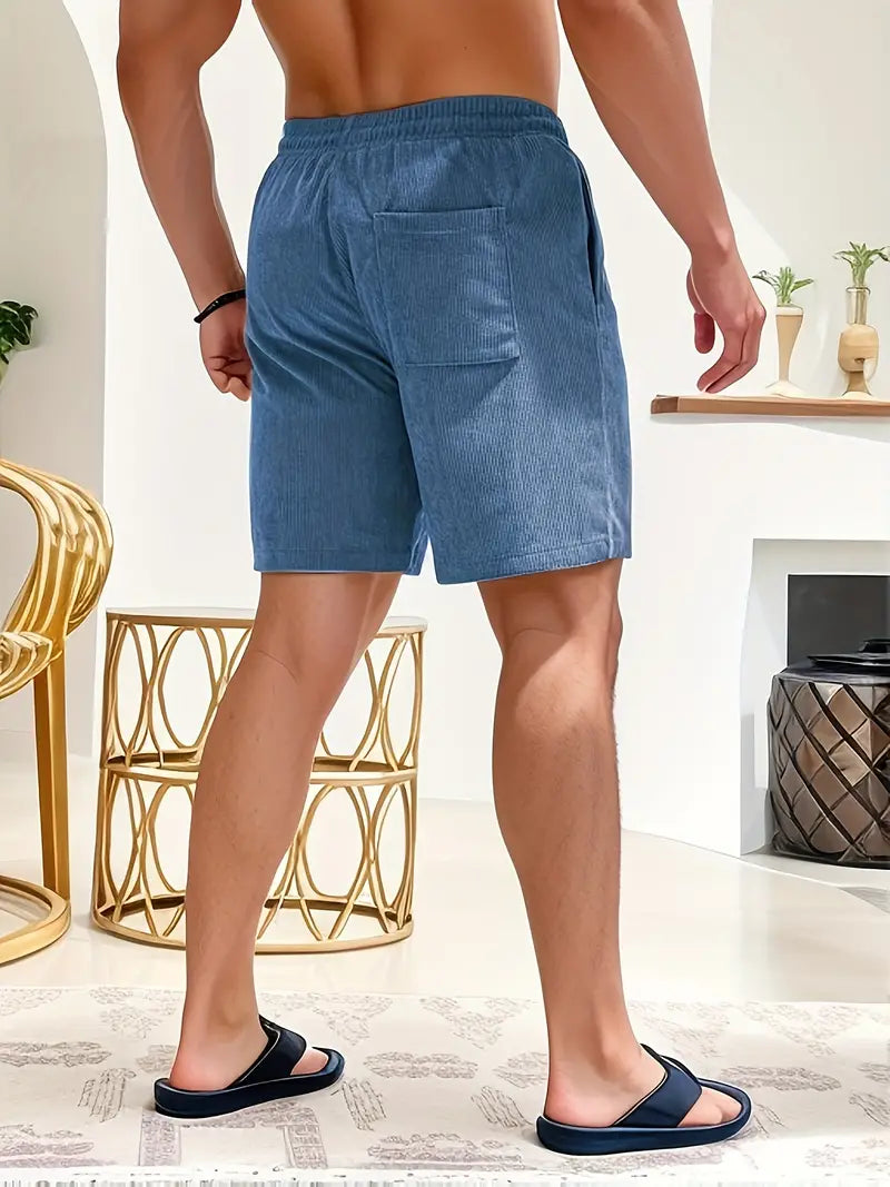 Men's Drawstring Swim Shorts with Elastic Waist and Back Pocket