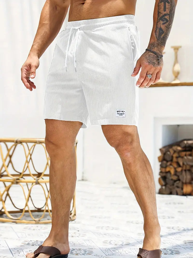 Men's Drawstring Swim Shorts with Elastic Waist and Back Pocket