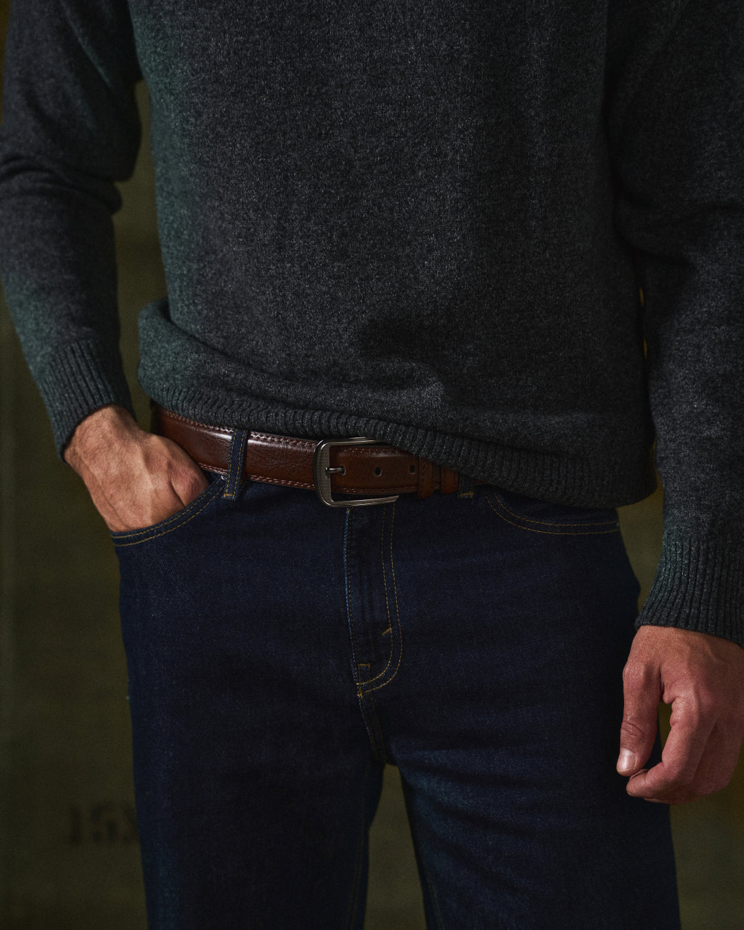 Men's Dress Belt with Pin Buckle