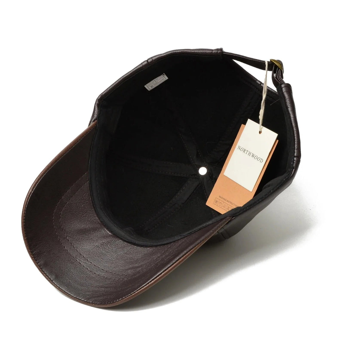 Men's Faux Leather Six-Panel Baseball Cap with Brass Eyelets and Contrast Brim