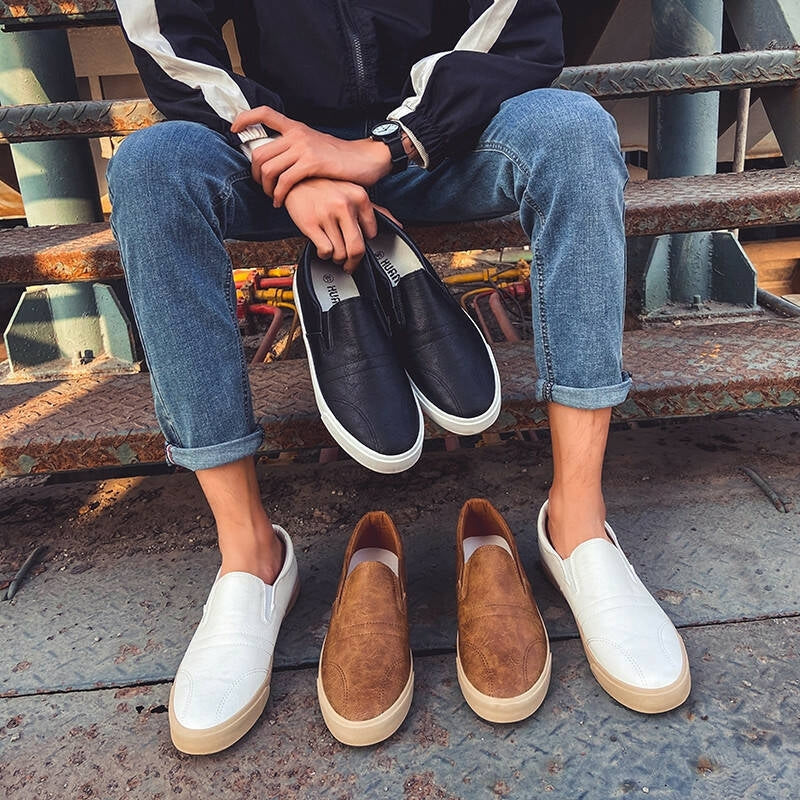 Men's Faux Leather Slip-On Sneakers