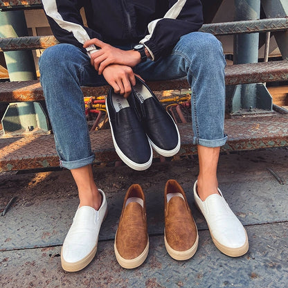 Men's Faux Leather Slip-On Sneakers