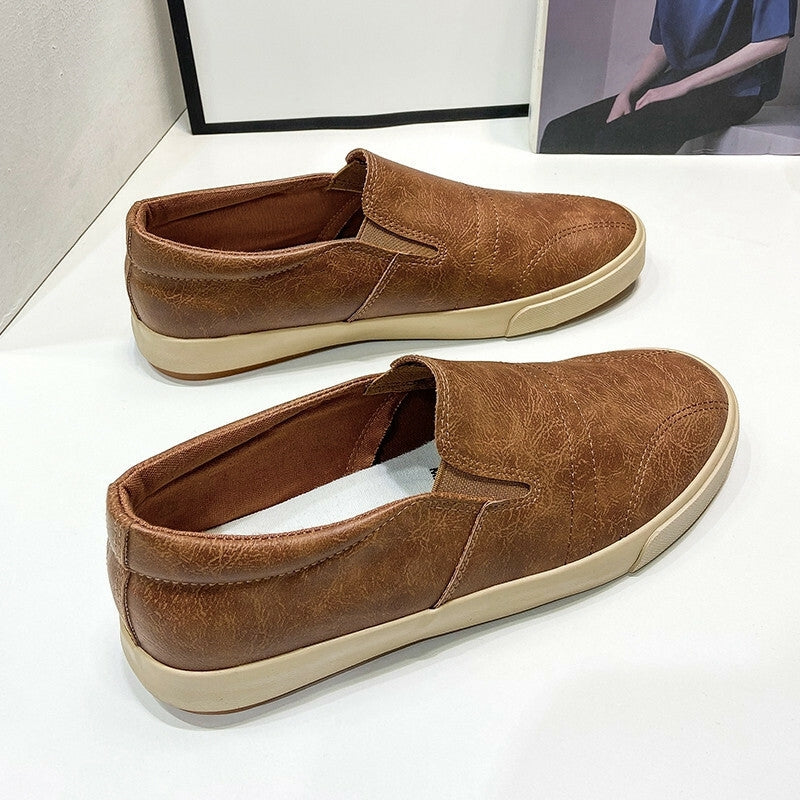 Men's Faux Leather Slip-On Sneakers