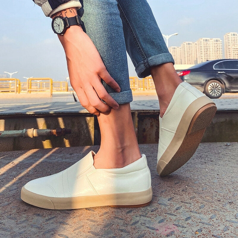 Men's Faux Leather Slip-On Sneakers