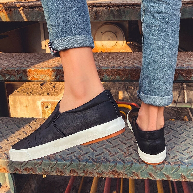 Men's Faux Leather Slip-On Sneakers