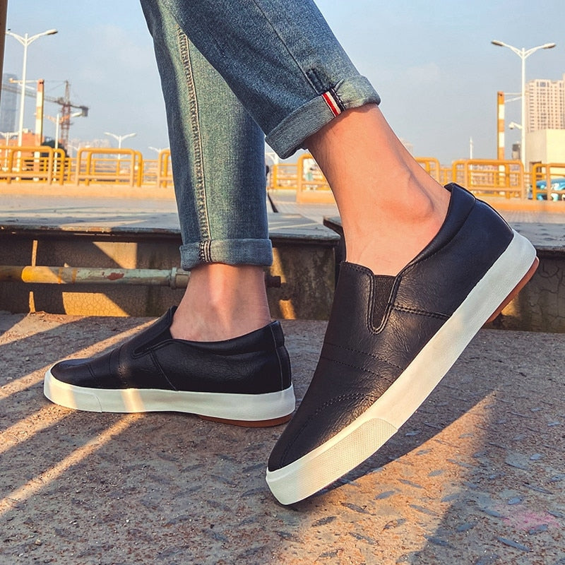 Men's Faux Leather Slip-On Sneakers