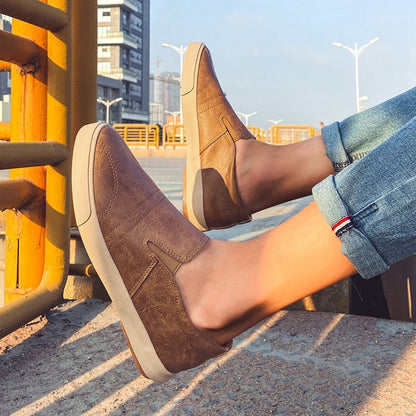 Men's Faux Leather Slip-On Sneakers