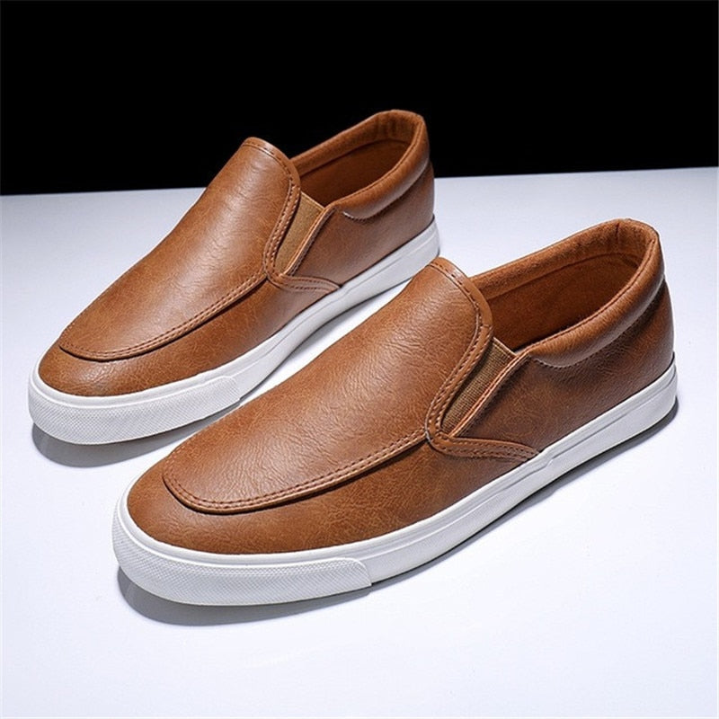 Men's Faux Leather Slip-On Sneakers