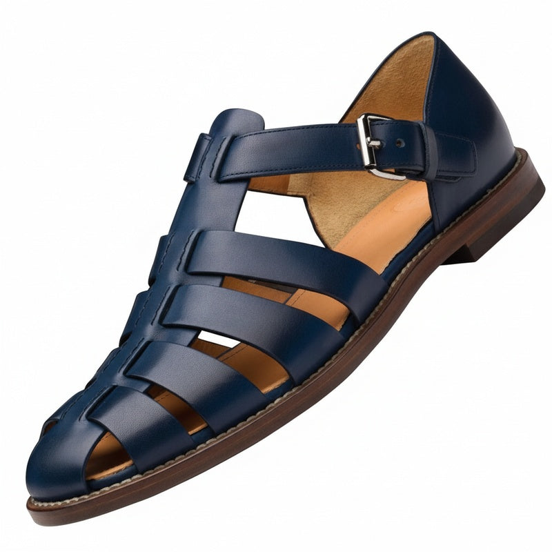 Men's Fisherman Sandals with Buckle Strap and Closed Toe