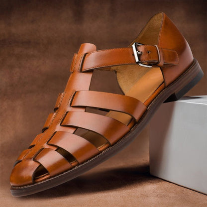 Men's Fisherman Sandals with Buckle Strap and Closed Toe