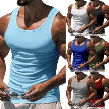 Men's Fitted Sports Tank Top with Scoop Neck and Wide Straps