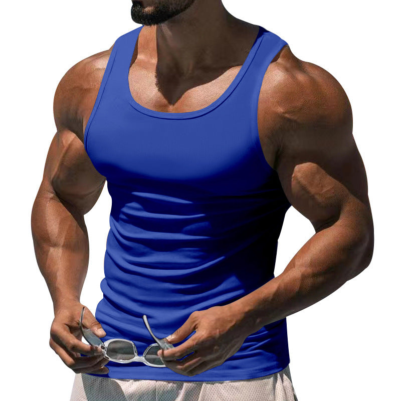Men's Fitted Sports Tank Top with Scoop Neck and Wide Straps