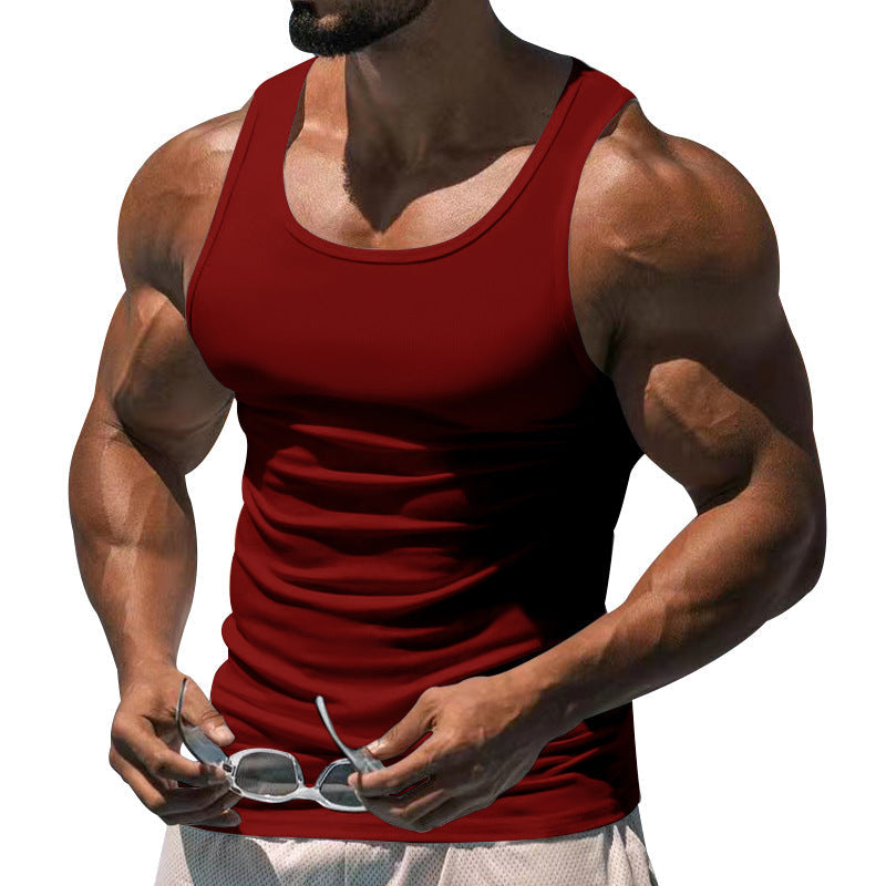 Men's Fitted Sports Tank Top with Scoop Neck and Wide Straps