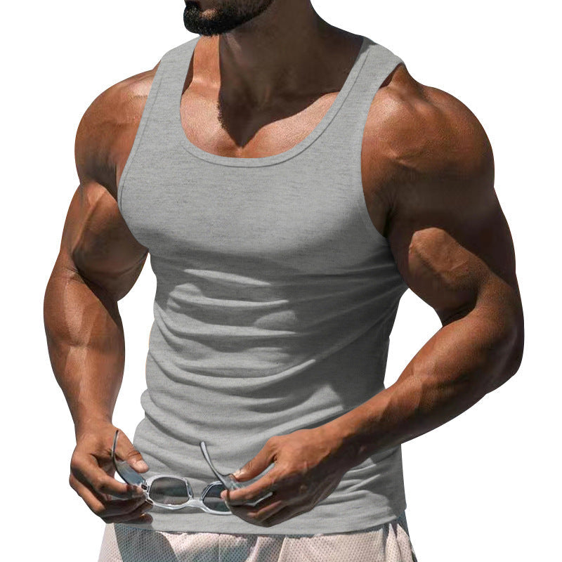 Men's Fitted Sports Tank Top with Scoop Neck and Wide Straps