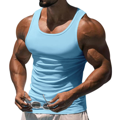 Men's Fitted Sports Tank Top with Scoop Neck and Wide Straps