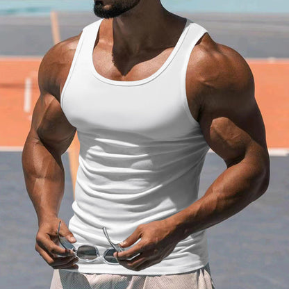 Men's Fitted Sports Tank Top with Scoop Neck and Wide Straps