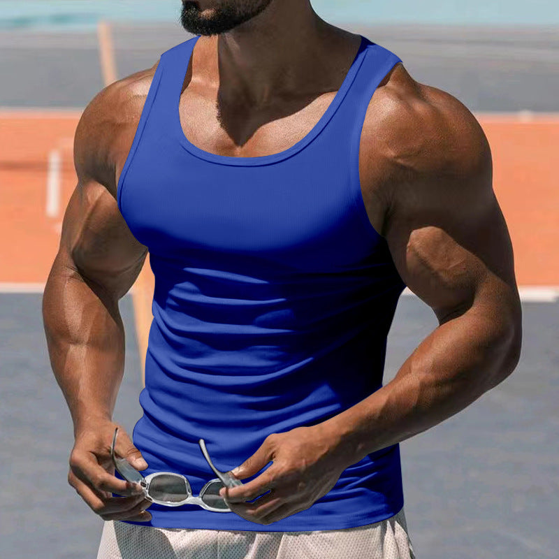 Men's Fitted Sports Tank Top with Scoop Neck and Wide Straps