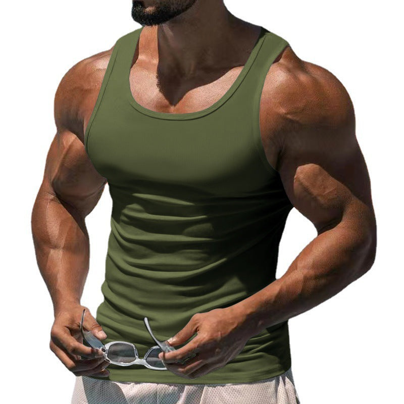 Men's Fitted Sports Tank Top with Scoop Neck and Wide Straps