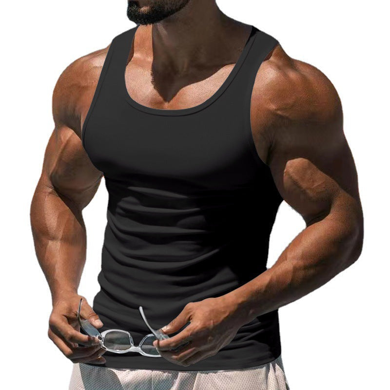 Men's Fitted Sports Tank Top with Scoop Neck and Wide Straps