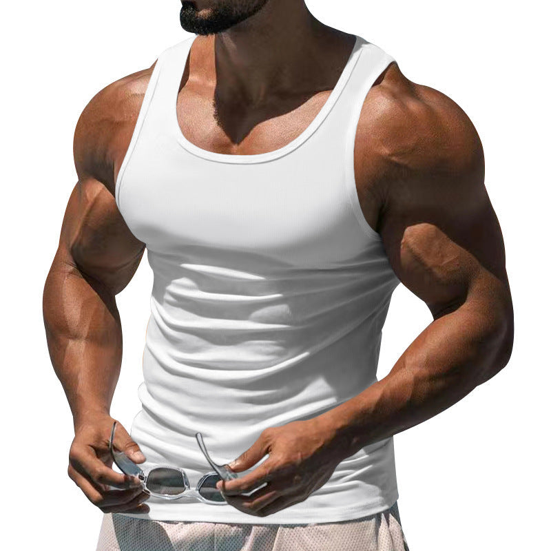 Men's Fitted Sports Tank Top with Scoop Neck and Wide Straps