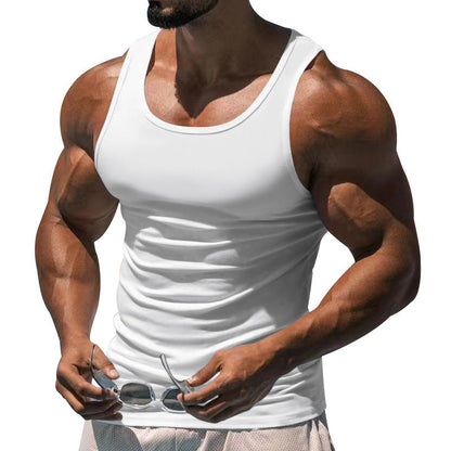 Men's Fitted Sports Tank Top with Scoop Neck and Wide Straps