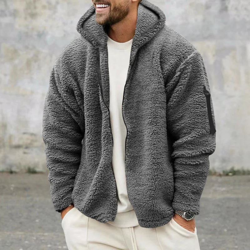 Men's Fleece Hoodie Jacket with Full-Zip and Hood