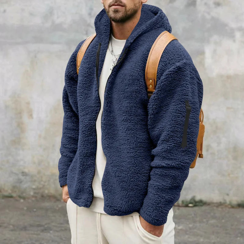 Men's Fleece Hoodie Jacket with Full-Zip and Hood