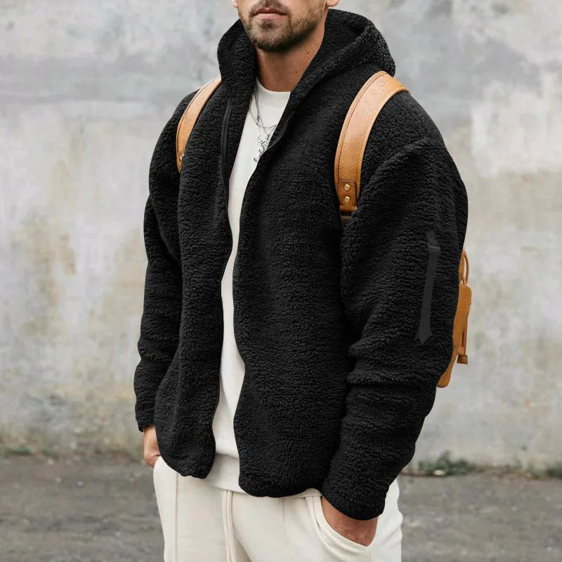 Men's Fleece Hoodie Jacket with Full-Zip and Hood