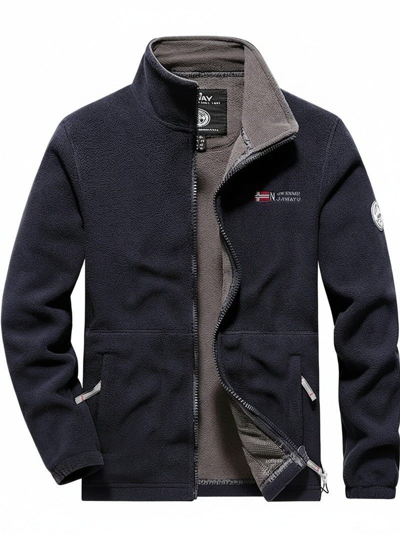 Men's Fleece Jacket with Full-Zip and Stand Collar