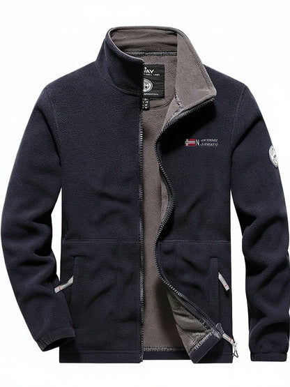 Men's Fleece Jacket with Full-Zip and Stand Collar