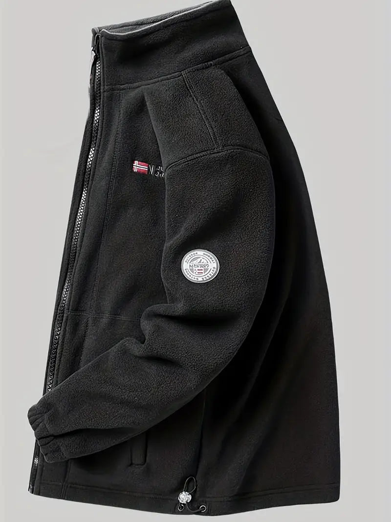 Men's Fleece Jacket with Full-Zip and Stand Collar